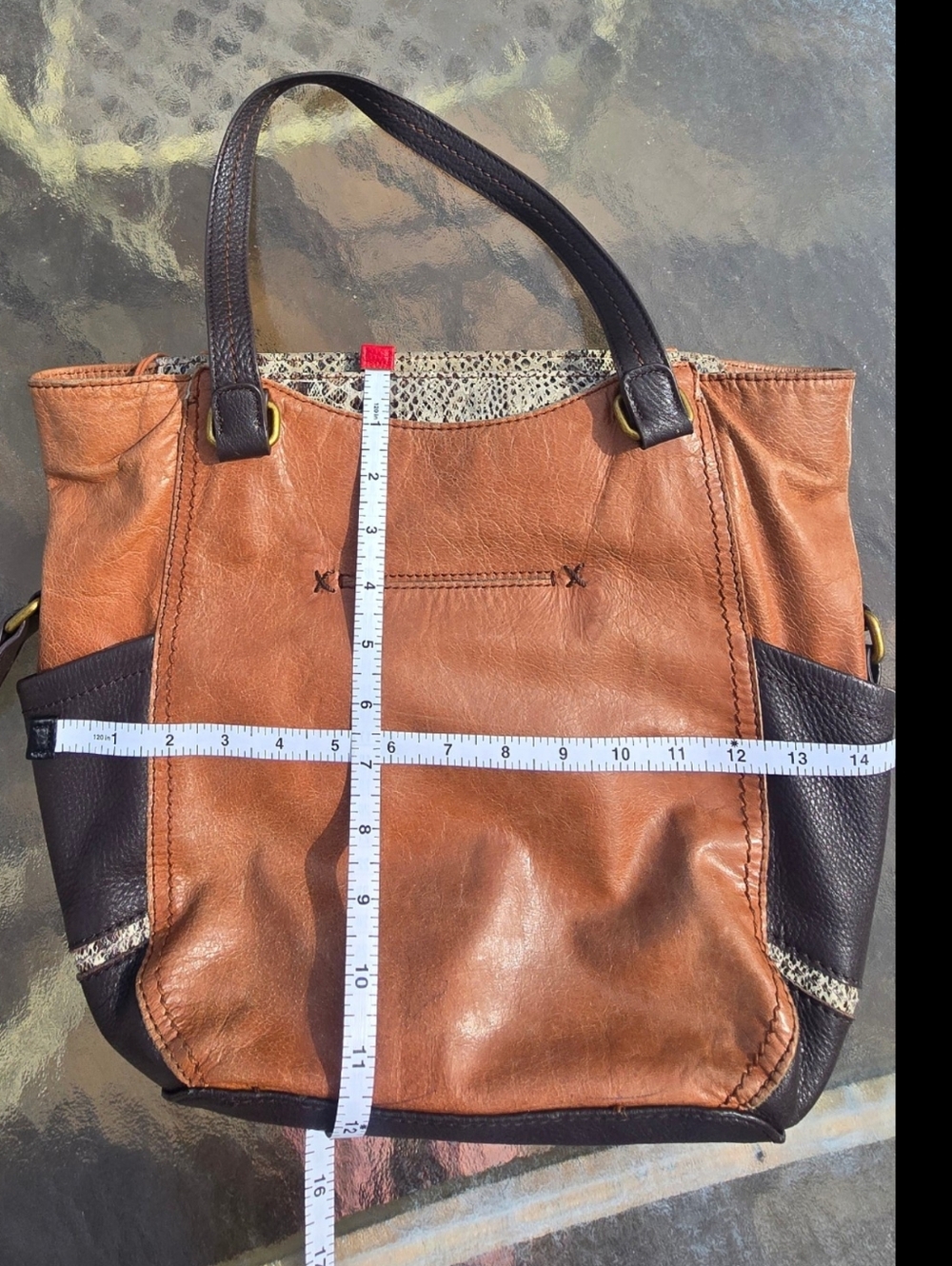 The Sak Brown Leather Kendra Tote Shoulder Bag Large Bohemian Boho Hobo - Picture 7 of 9